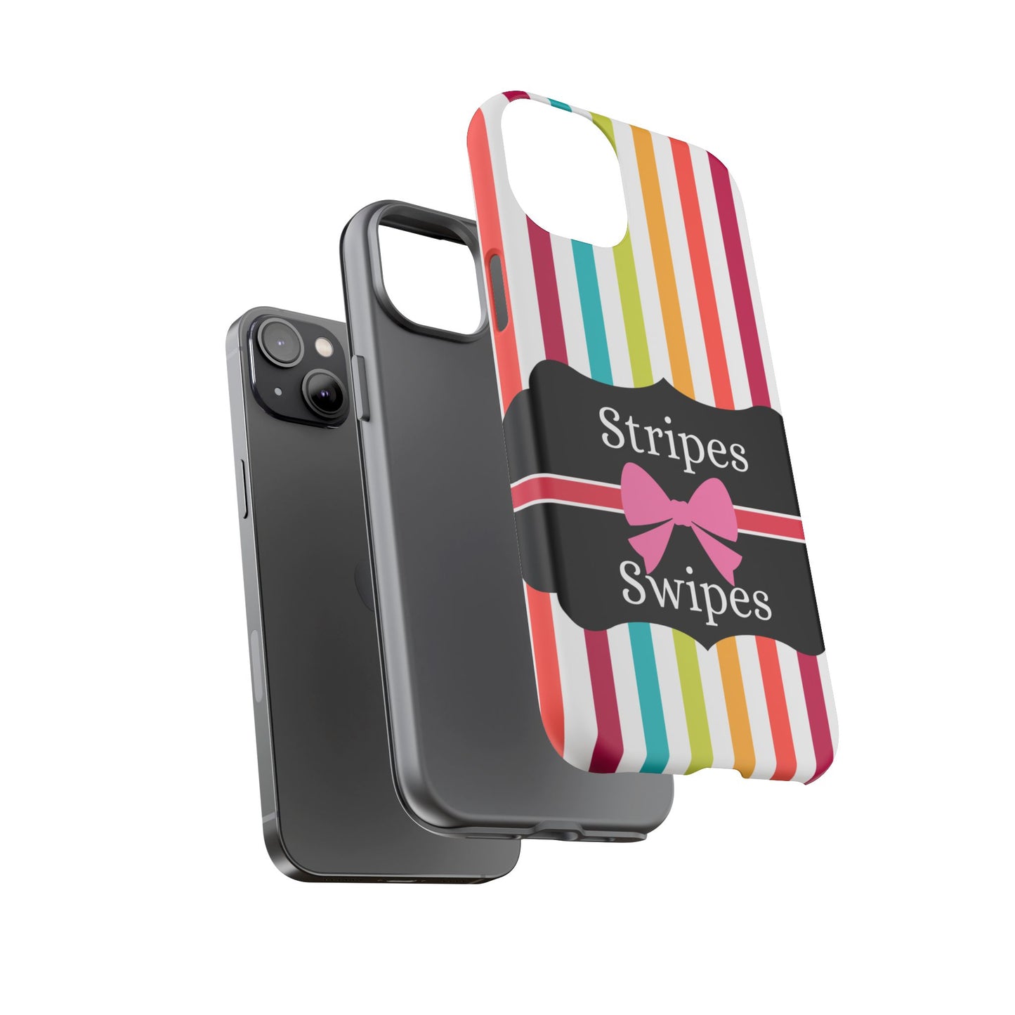 Phone Case iPhone 16/15/14 - Lollipop Stripes & Swipes Tough Case