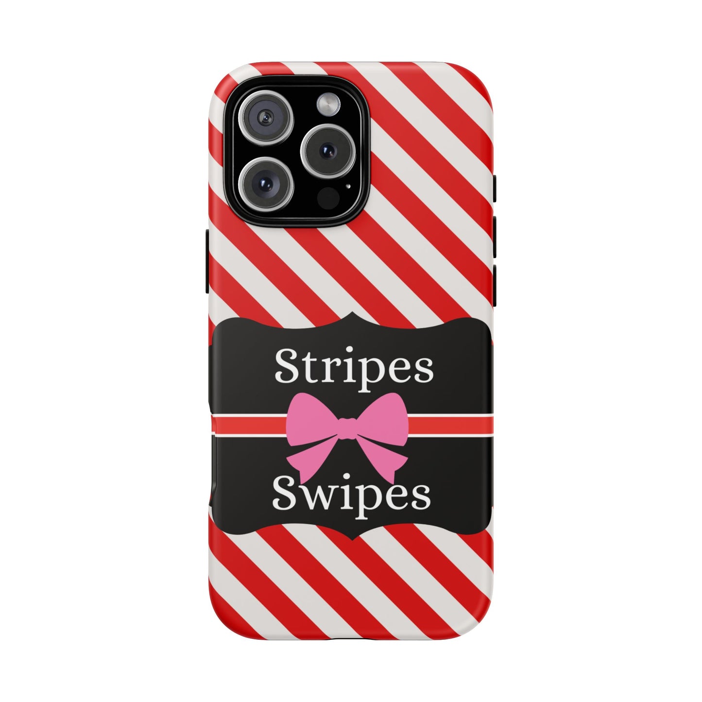 Phone Case iPhone 16/15/14 - Red/White Stripes & Swipes Tough Case