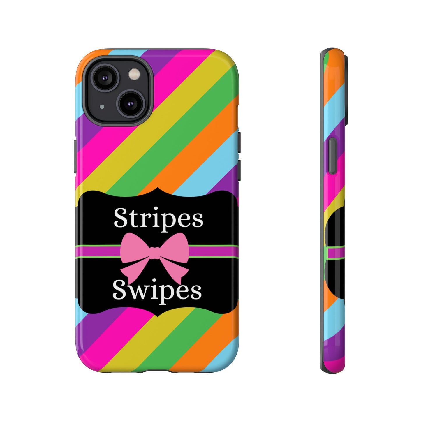 Phone Case iPhone 16/15/14 - Diagonal Vivid Stripes & Swipes Tough Case