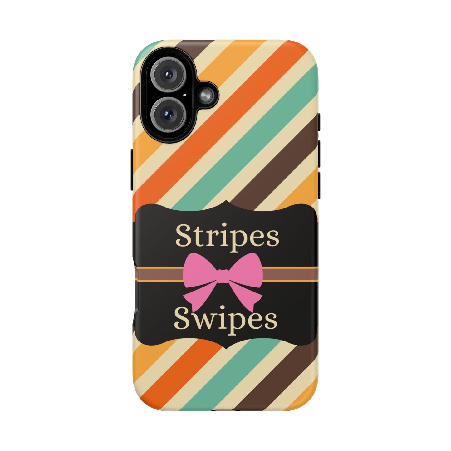 Phone Case iPhone 16/15/14 - Diagonal Retro Stripes & Swipes Tough Case