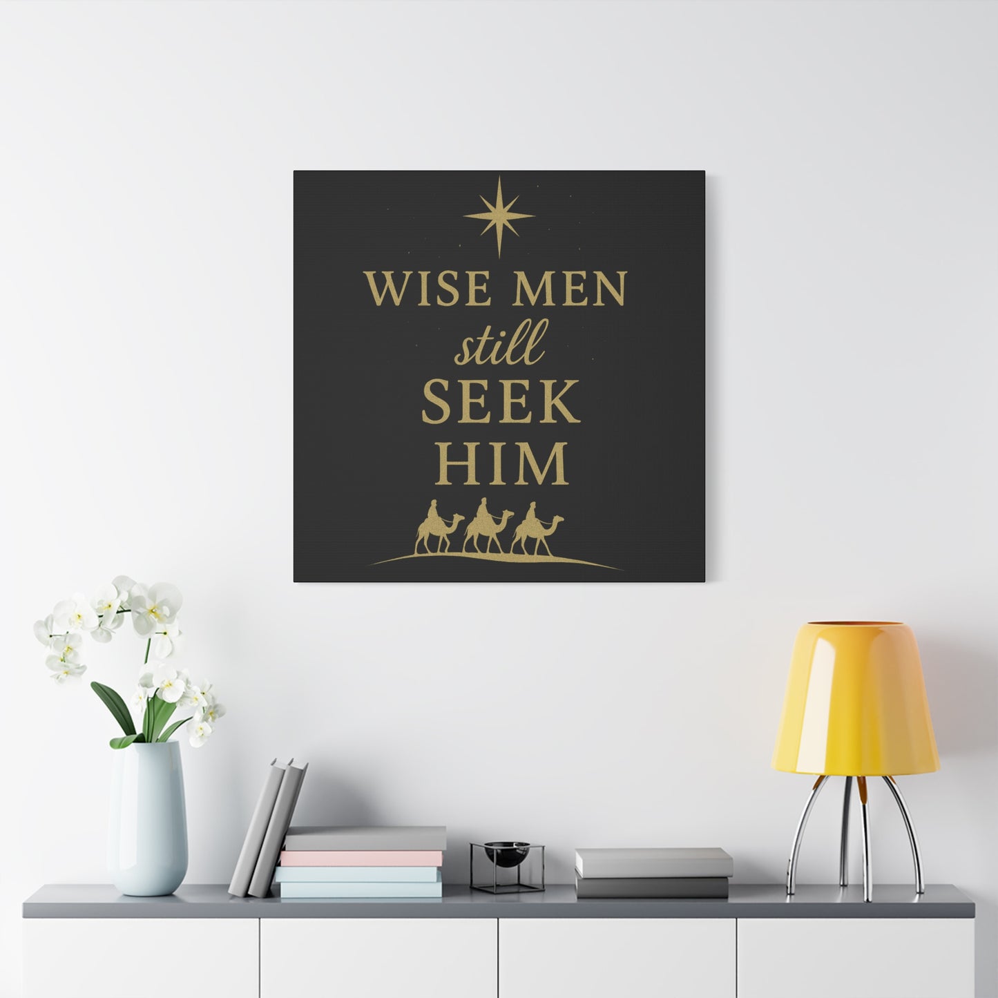Canvas Wall Art - "Wise Men Still Seek Him" Gold Nativity Print