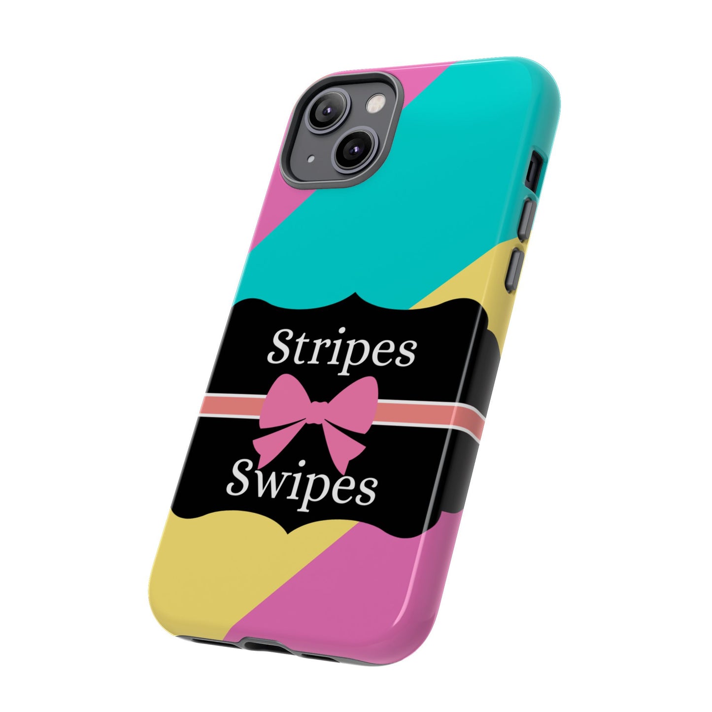 Phone Case iPhone 16/15/14 - Cotton Candy Stripes & Swipes Tough Case