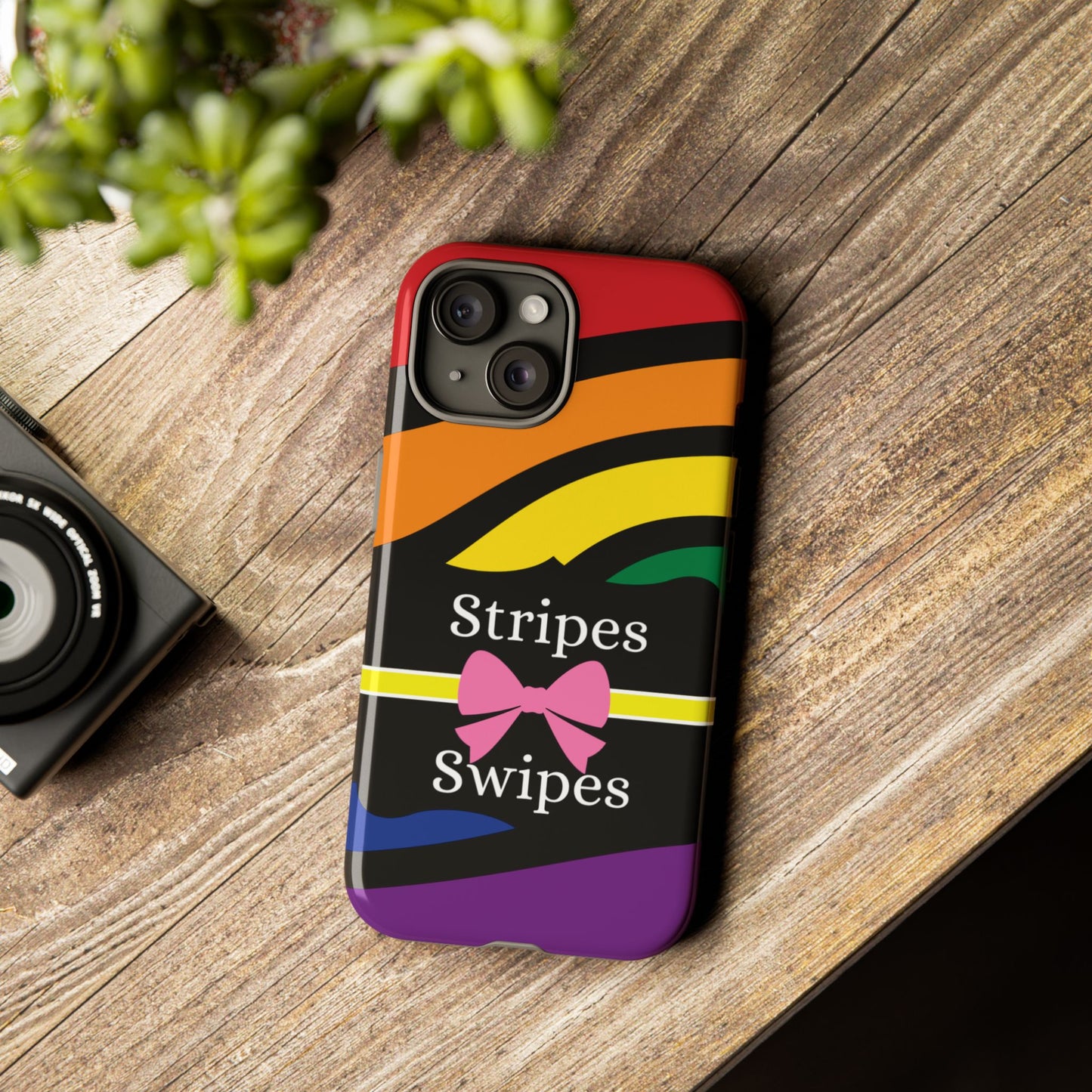 Phone Case iPhone 16/15/14 - Wavy Vivid Stripes & Swipes Tough Case