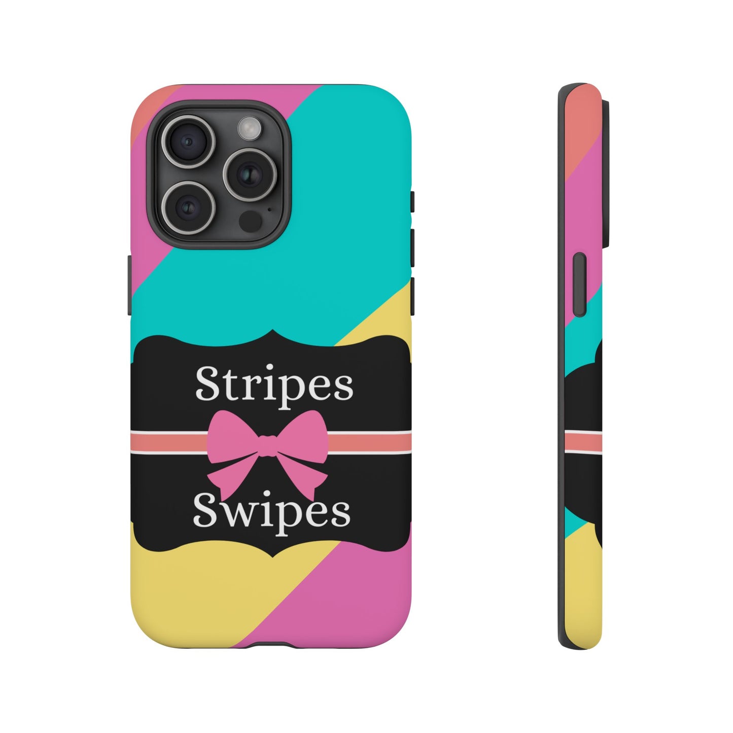 Phone Case iPhone 16/15/14 - Cotton Candy Stripes & Swipes Tough Case