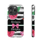 Phone Case iPhone 16/15/14 - Black/White Rose Stripes & Swipes Tough Case