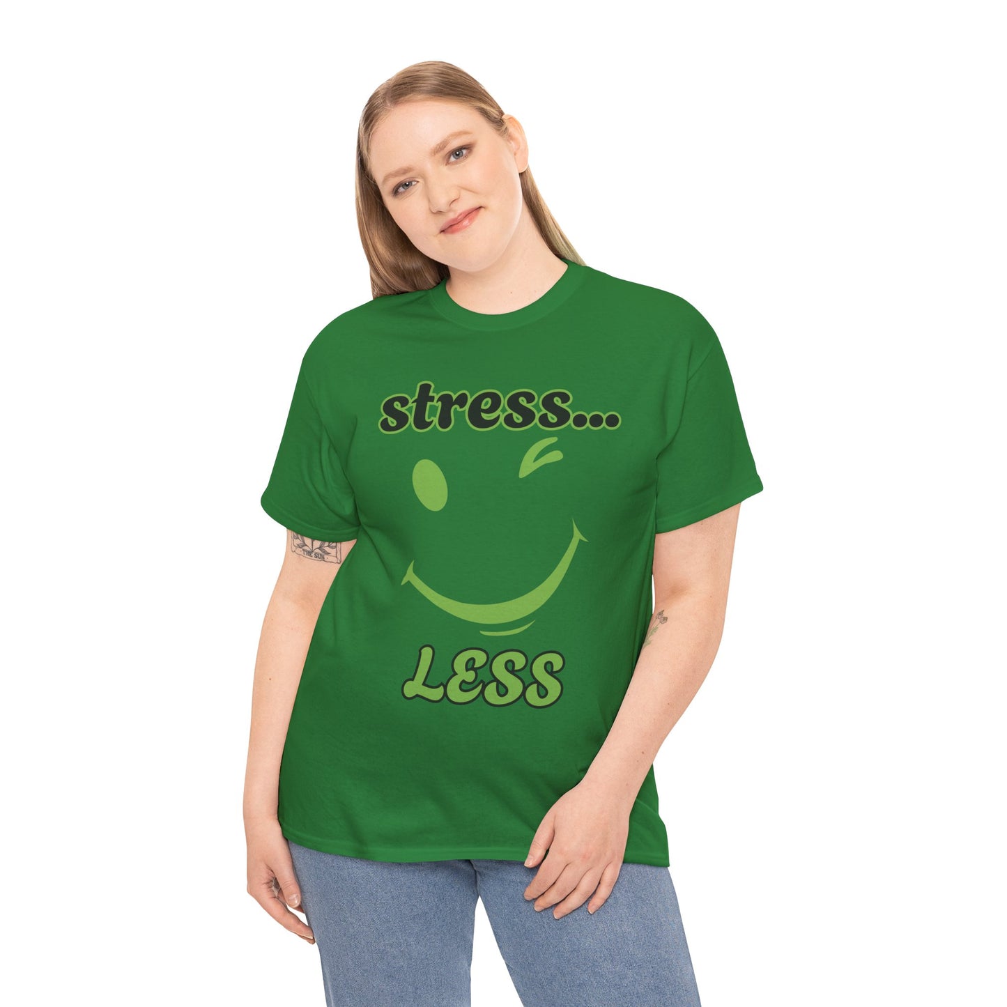 Graphic Tee - Winking Smiley Face 'Stress Less' Design