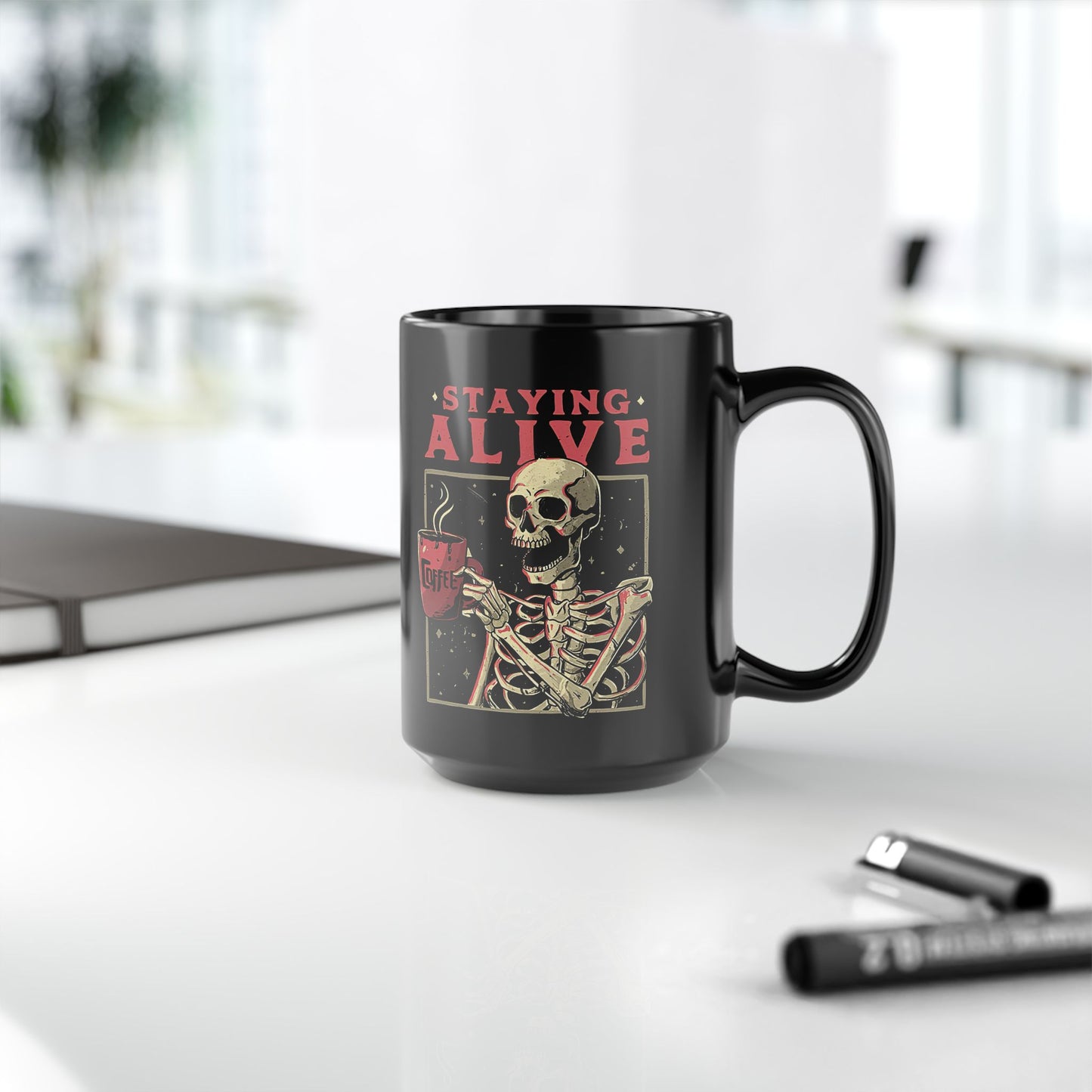 Staying Alive Coffee - BLACK Mug 11oz