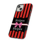 Phone Case iPhone 16/15/14 - Red/Black/White Stripes & Swipes Tough Case