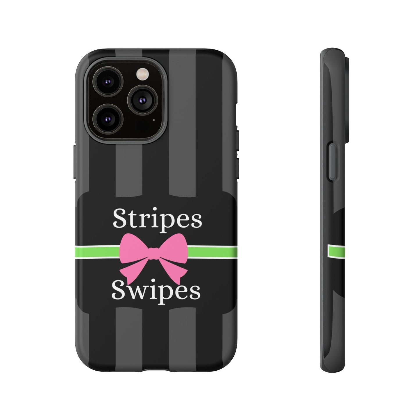 Phone Case iPhone 16/15/14 - Gray/Pink Stripes & Swipes Tough Case