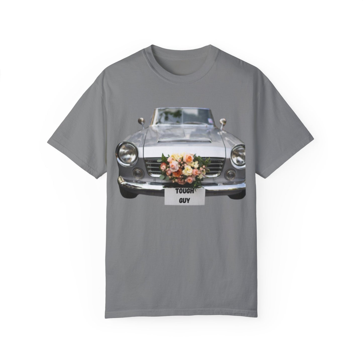 Men's T-Shirt Tough Guy Car with Flowers Design