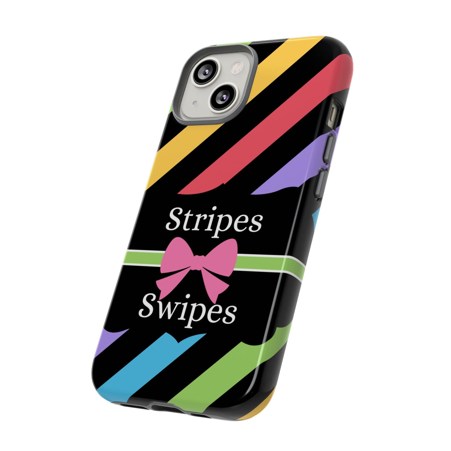 Phone Case iPhone 16/15/14 - Diagonal Vivid Black Stripes & Swipes Tough Case