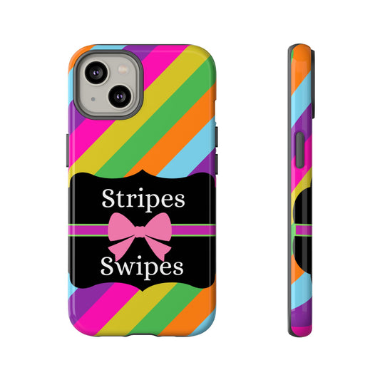 Phone Case iPhone 16/15/14 - Diagonal Vivid Stripes & Swipes Tough Case