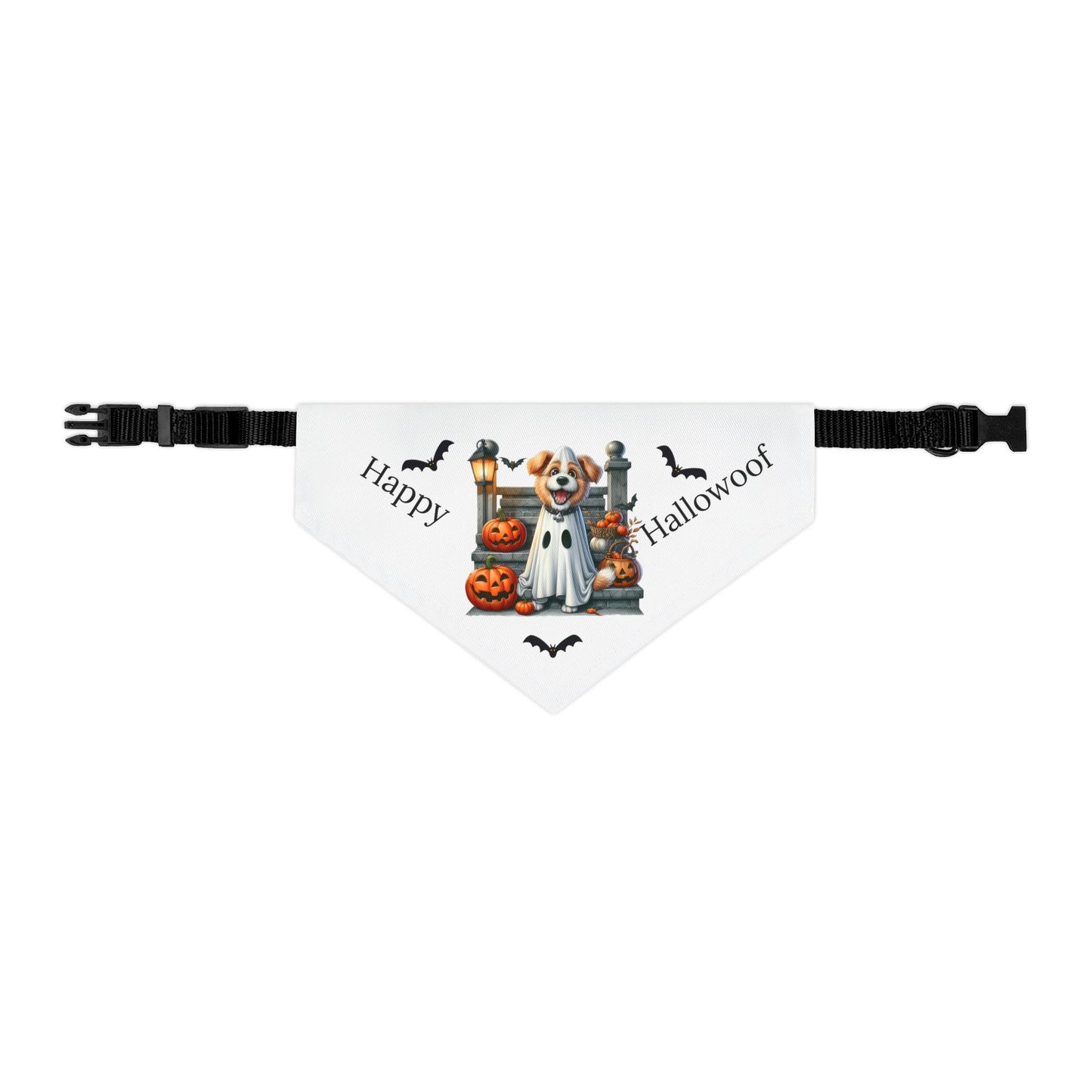 Happy "Hallowoof" - MEDIUM Pet Bandana Collar WHITE 03