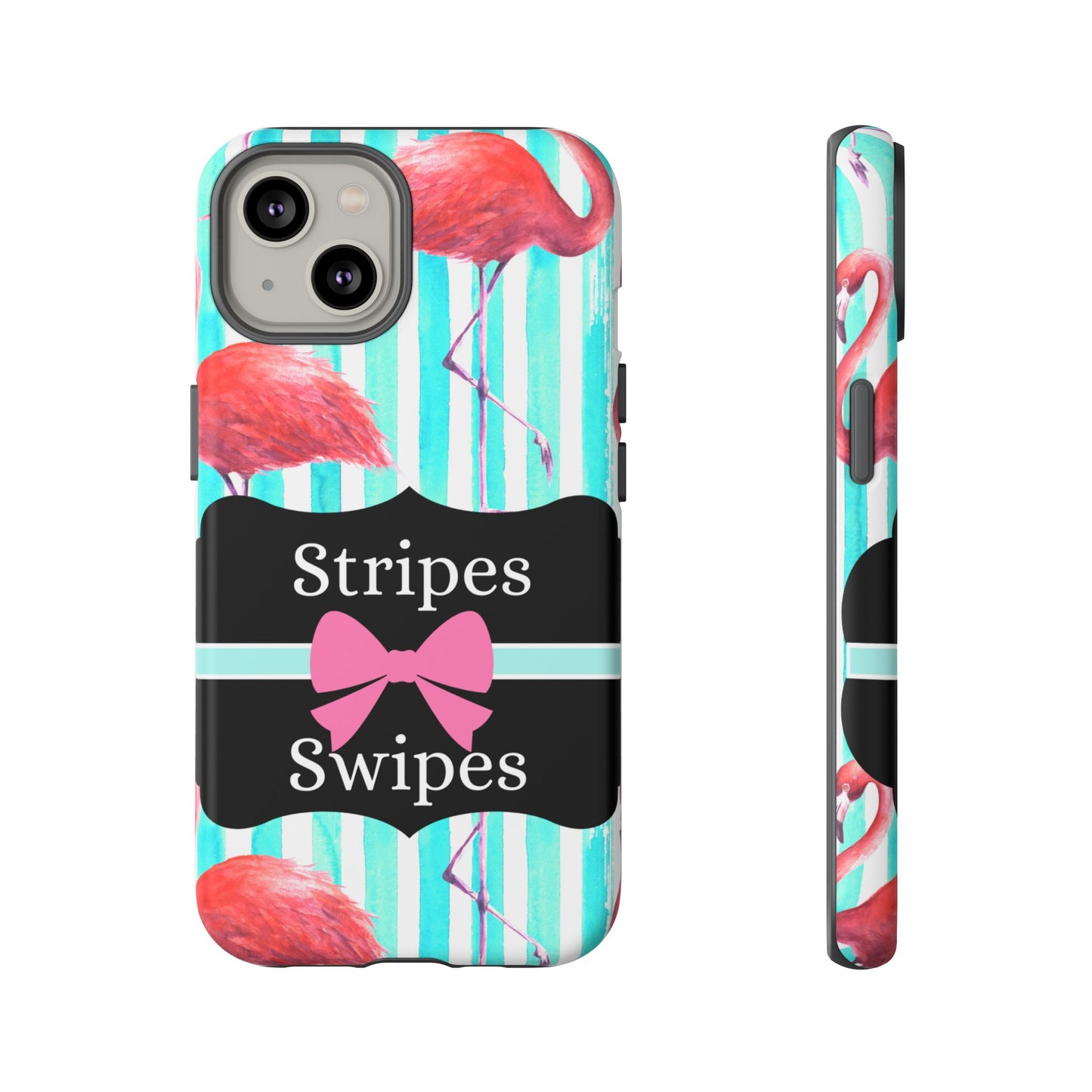 Phone Case iPhone 16/15/14 - Flamingo Stripes & Swipes Tough Case