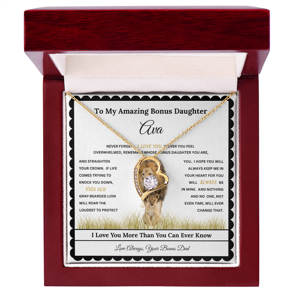 Daughter Heart Necklace Gift with Personalized Message Card – Custom Name Gift for Daughter, Granddaughter, Bonus Daughter, Goddaughter or Daughter-In-Law