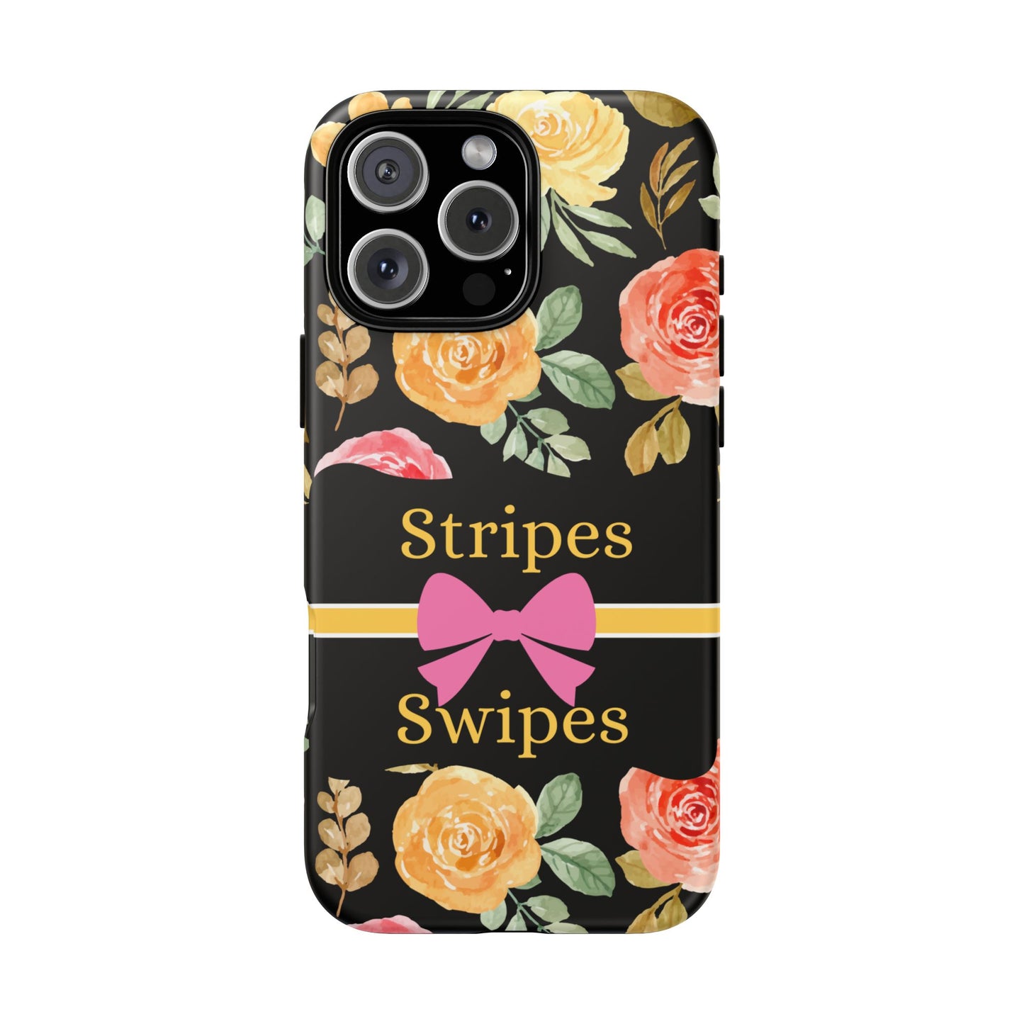 Phone Case iPhone 16/15/14 - Flowers Stripes & Swipes Tough Case