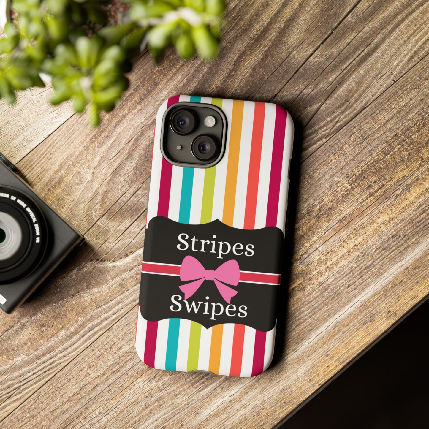 Phone Case iPhone 16/15/14 - Lollipop Stripes & Swipes Tough Case