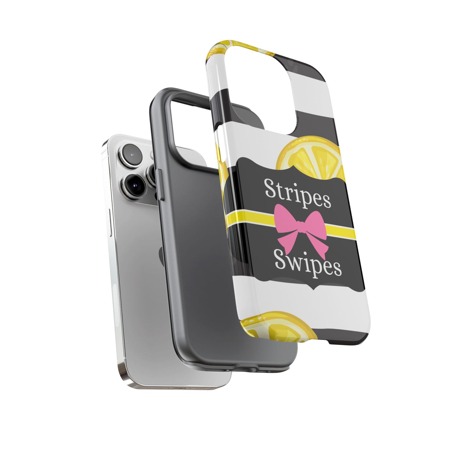 Phone Case iPhone 16/15/14 - Lemony Stripes & Swipes Tough Case