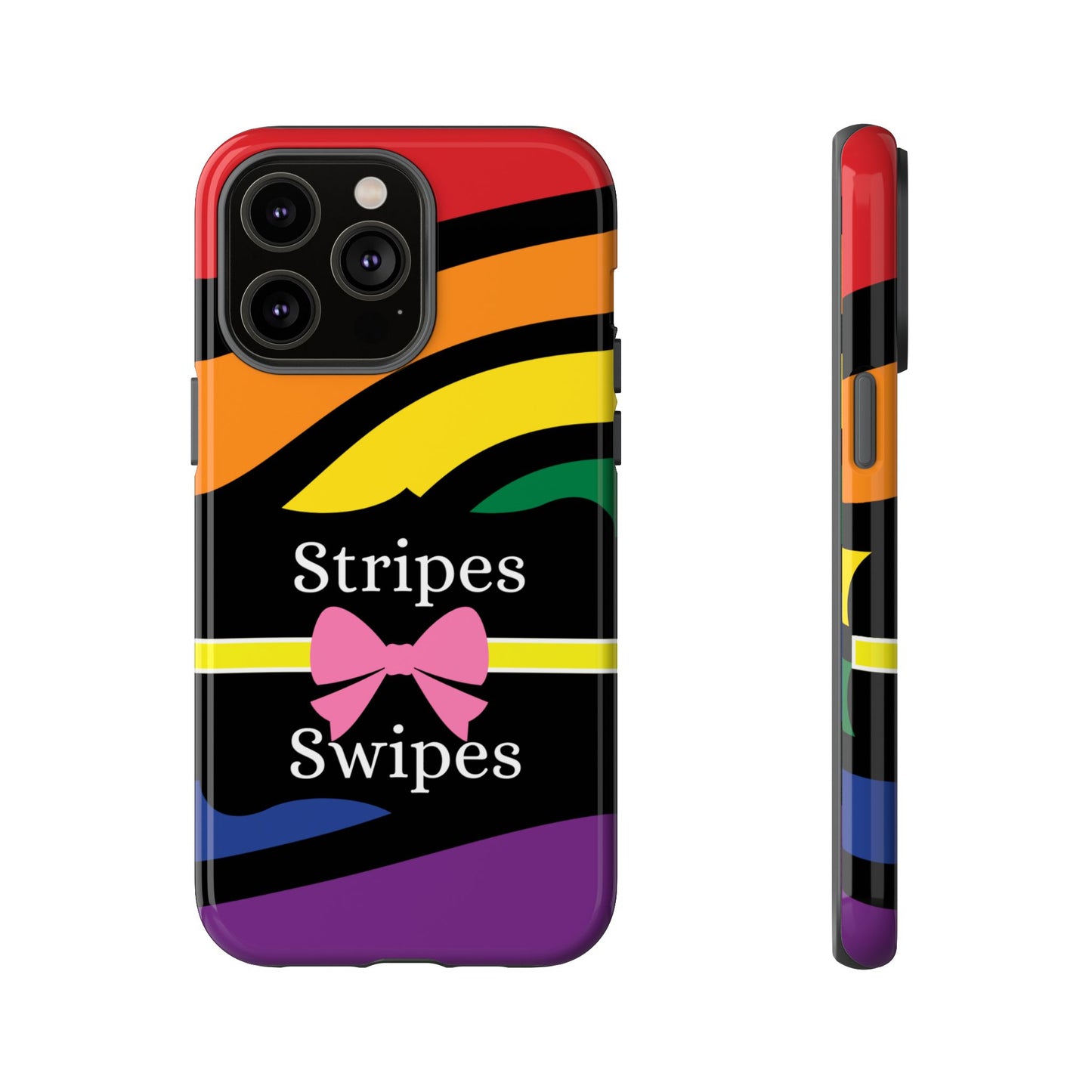 Phone Case iPhone 16/15/14 - Wavy Vivid Stripes & Swipes Tough Case