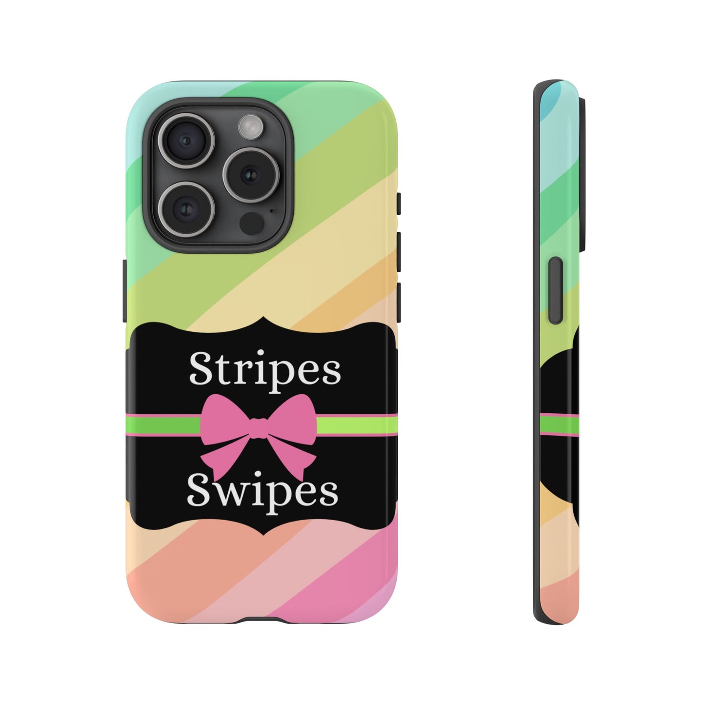 Phone Case iPhone 16/15/14 - Diagonal Pastel Stripes & Swipes Tough Case