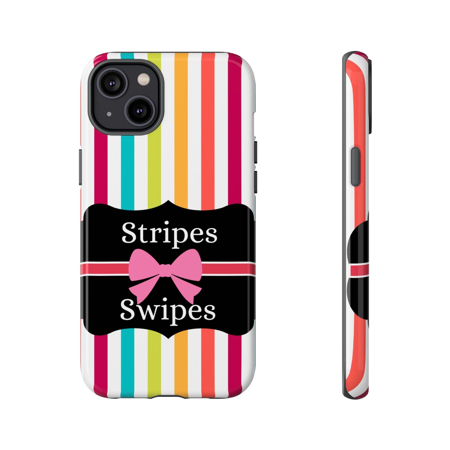 Phone Case iPhone 16/15/14 - Lollipop Stripes & Swipes Tough Case