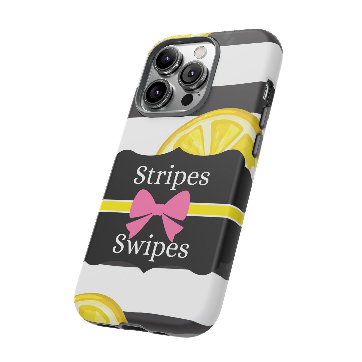 Phone Case iPhone 16/15/14 - Lemony Stripes & Swipes Tough Case