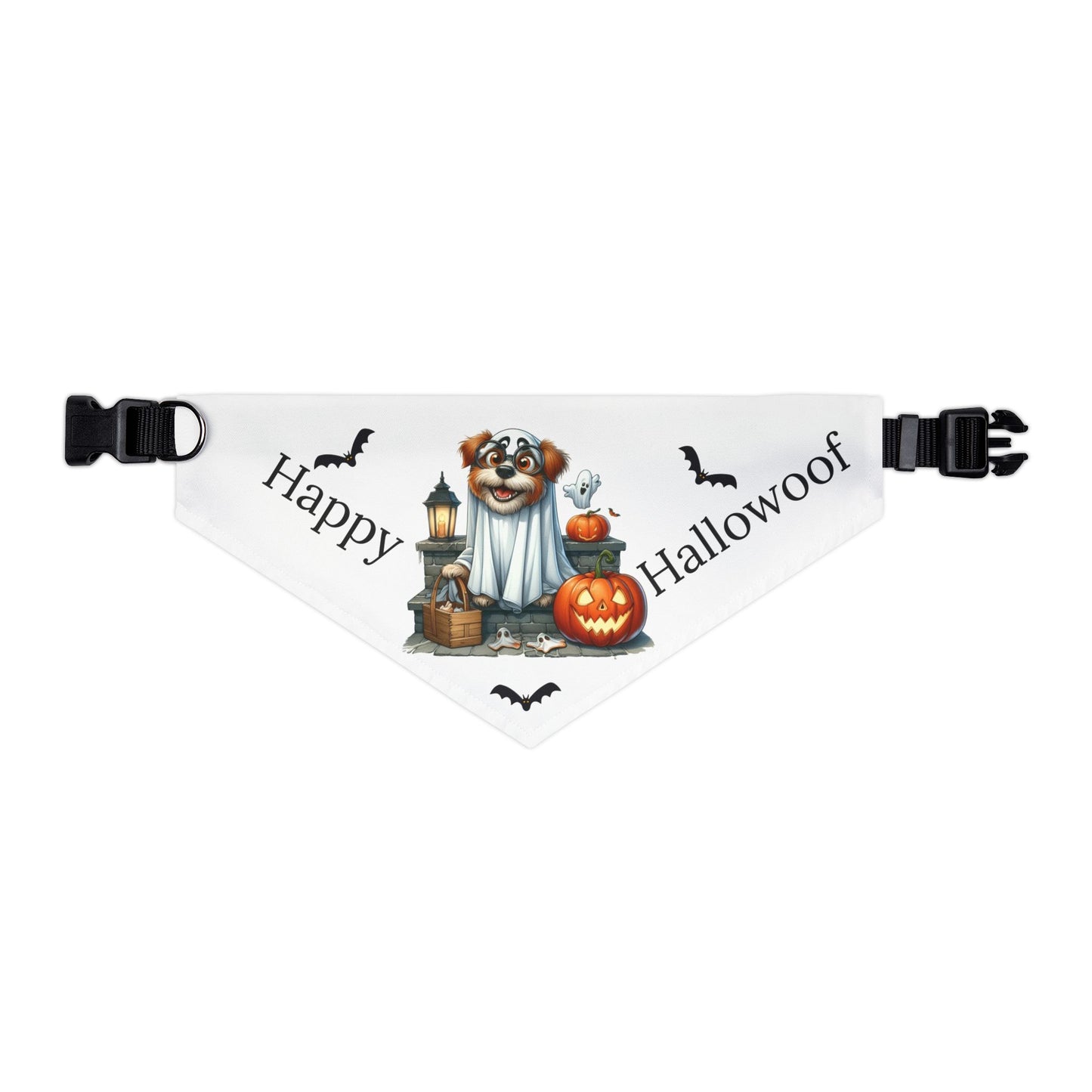 Happy "Hallowoof" - EXTRA LARGE Pet Bandana Collar WHITE 05