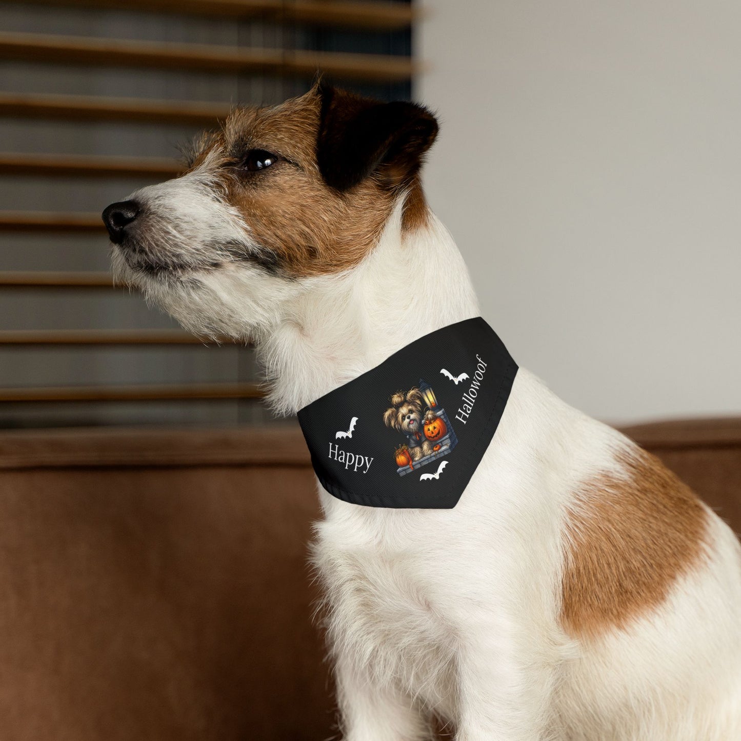 Happy "Hallowoof" - SMALL Pet Bandana Collar BLACK 09