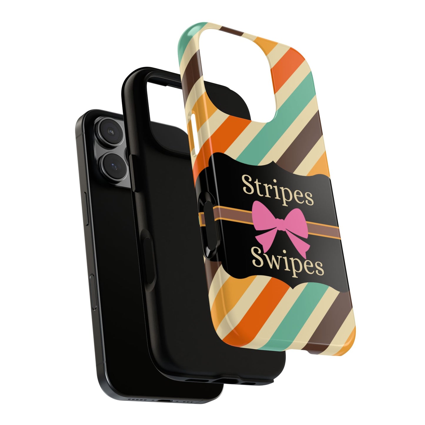 Phone Case iPhone 16/15/14 - Diagonal Retro Stripes & Swipes Tough Case