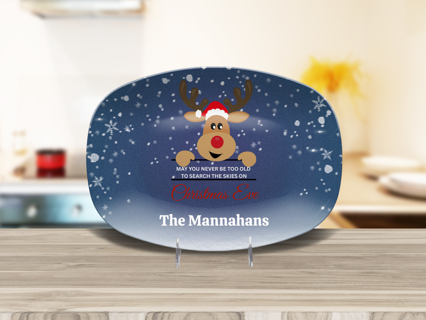 Rudolph “Search the Skies” Personalized Christmas Platter