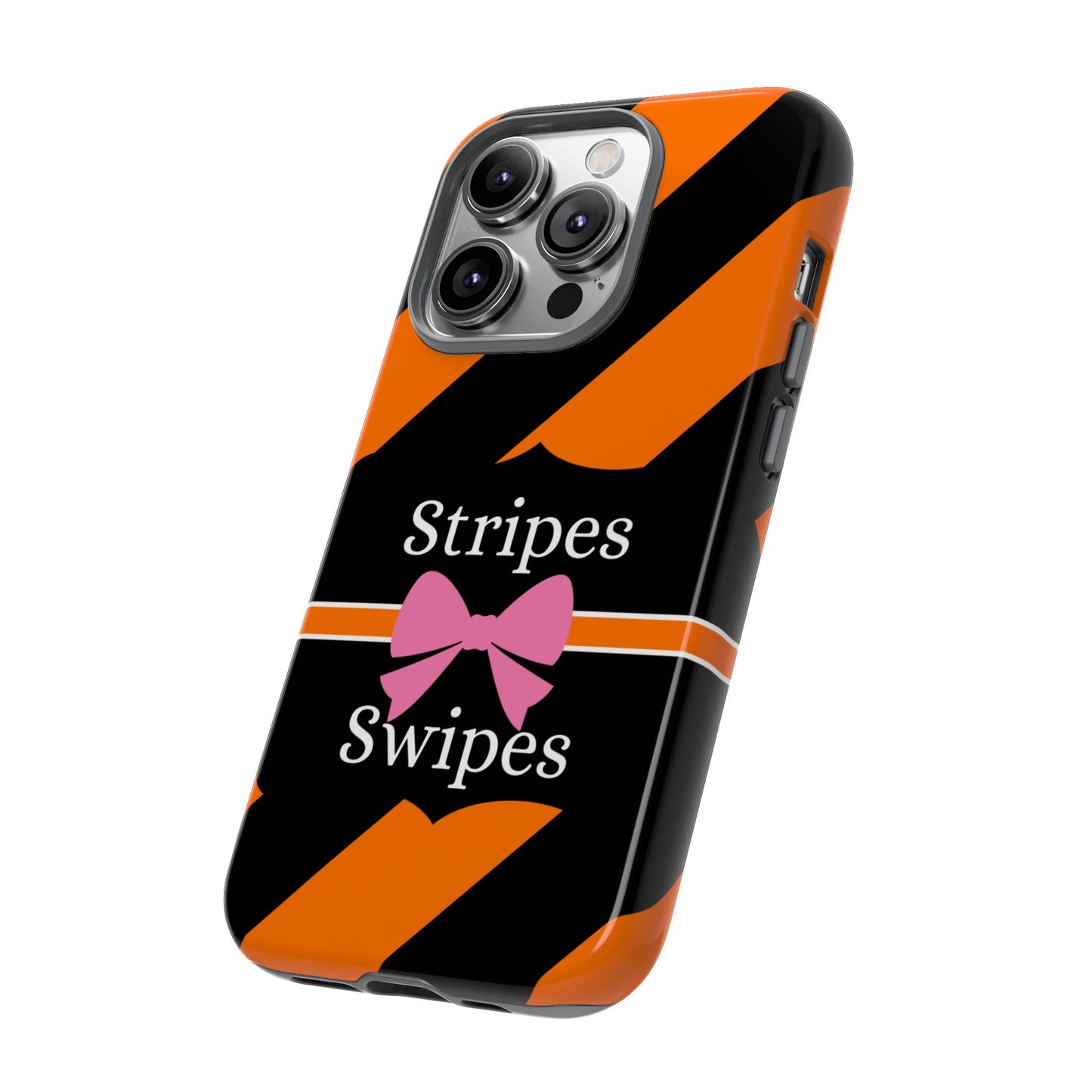 Phone Case iPhone 16/15/14 - Orange/Black Stripes & Swipes Tough Case