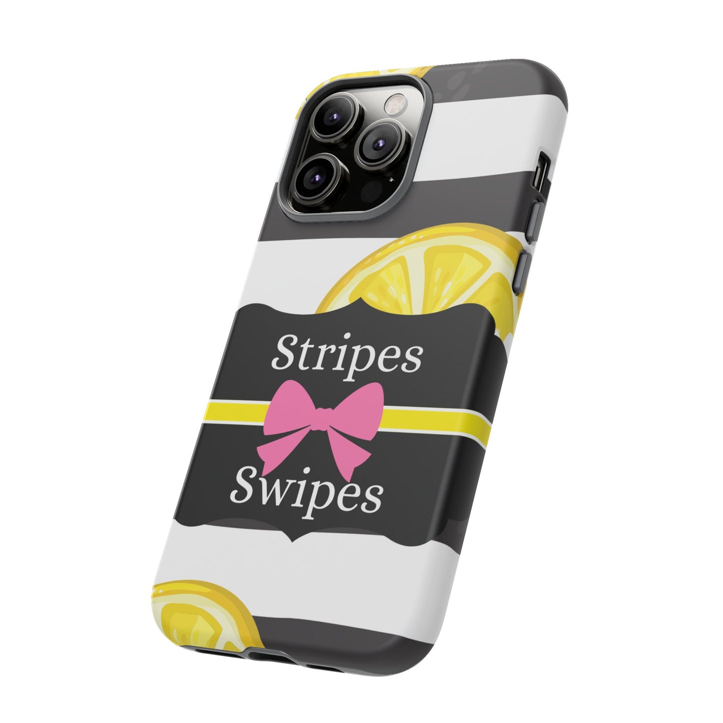 Phone Case iPhone 16/15/14 - Lemony Stripes & Swipes Tough Case