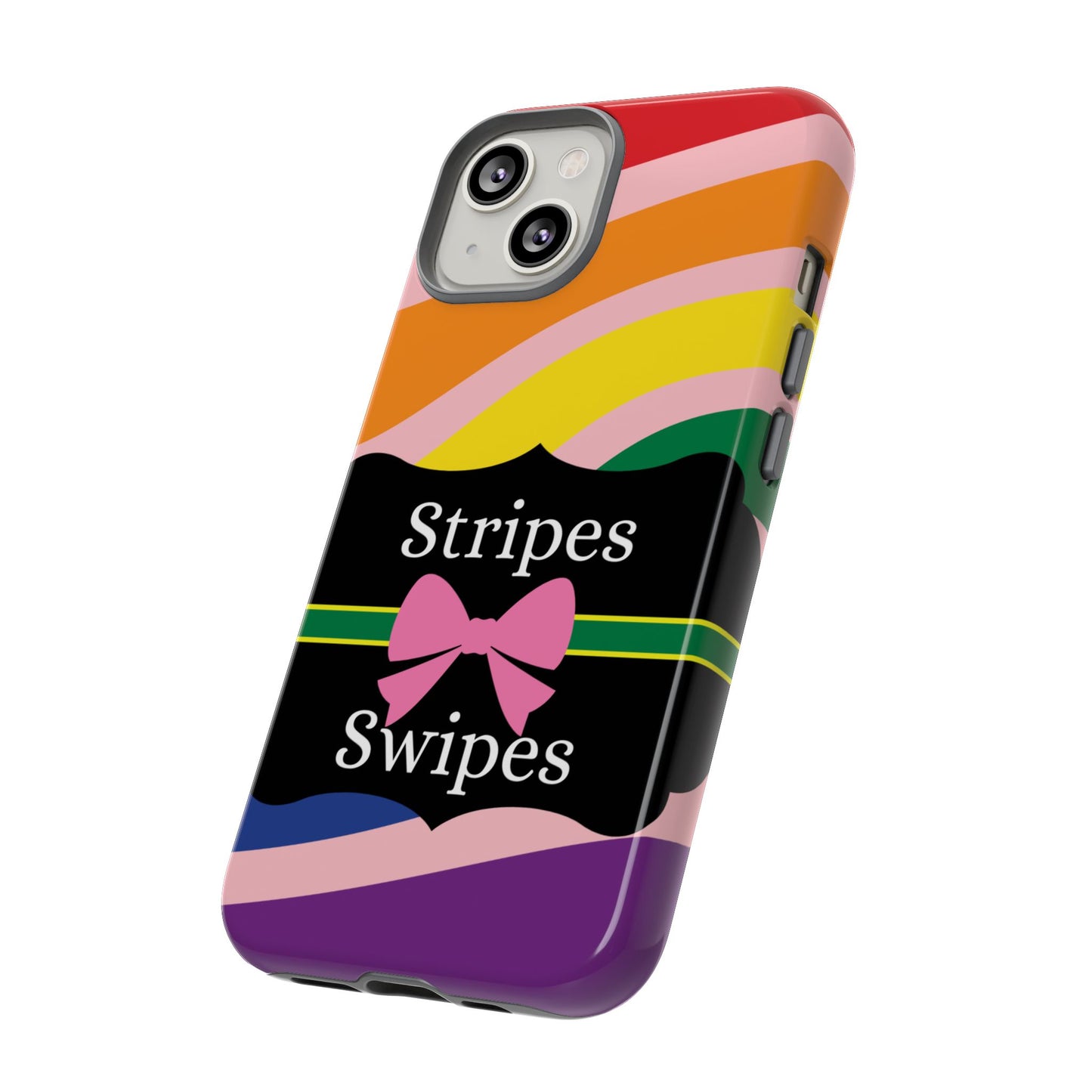 Phone Case iPhone 16/15/14 - Wavy Vivid/Pink Stripes & Swipes Tough Case