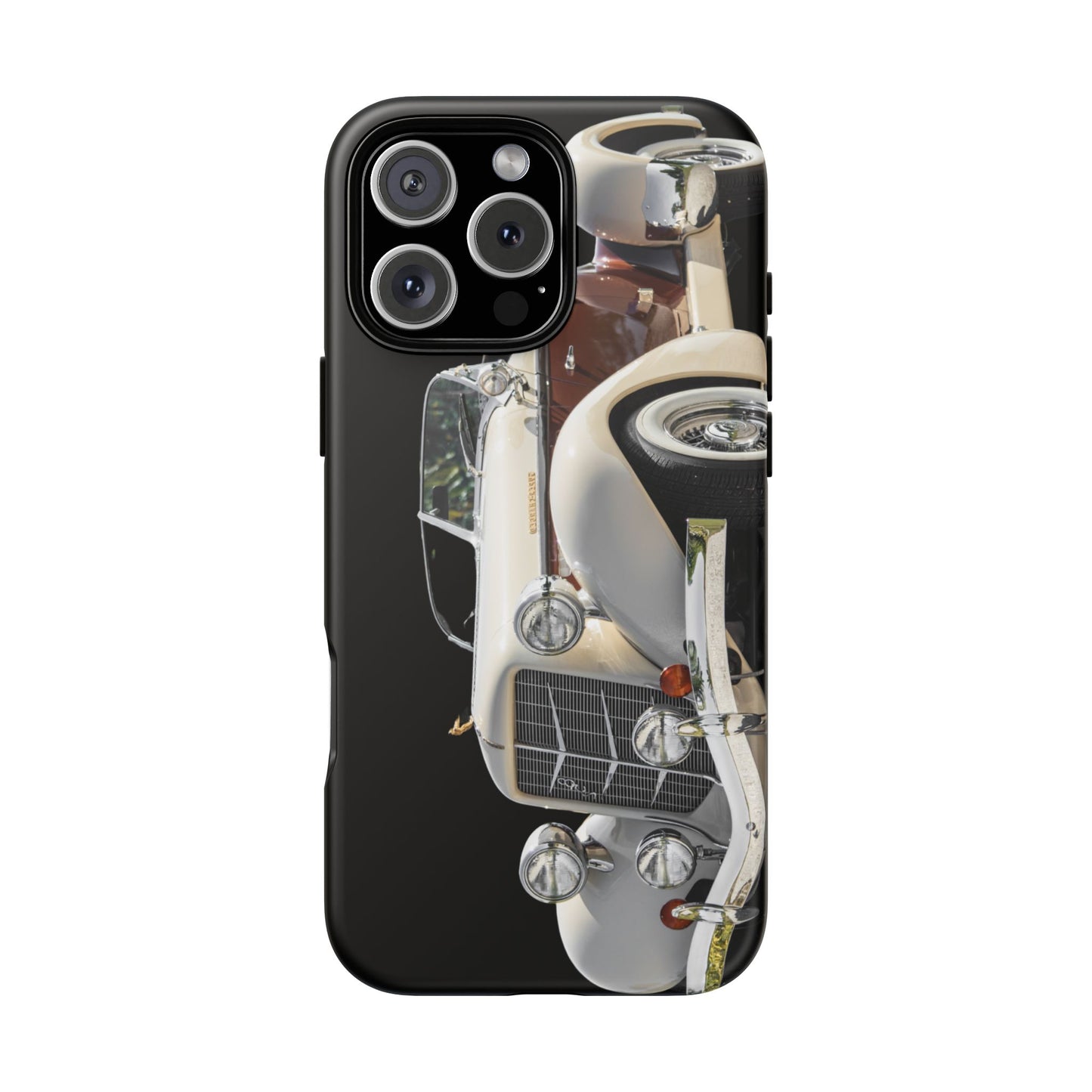 Phone Case iPhone 16/15/14 - Beige Vintage Car Tough Case