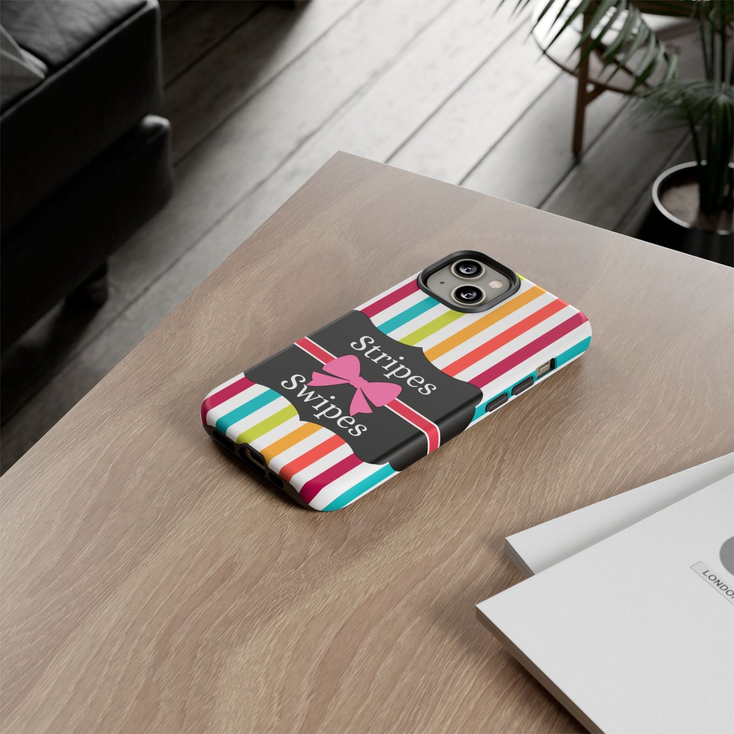 Phone Case iPhone 16/15/14 - Lollipop Stripes & Swipes Tough Case