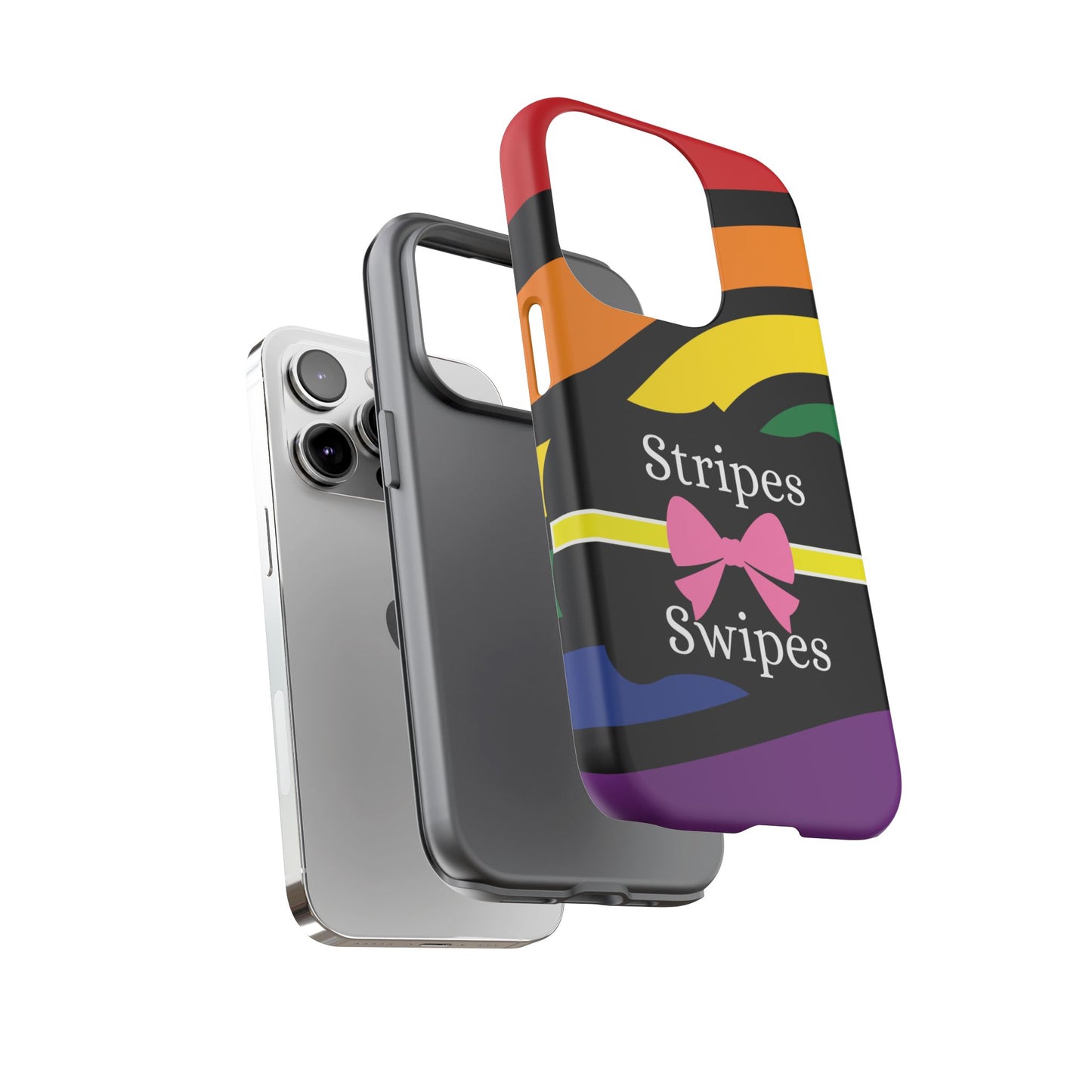 Phone Case iPhone 16/15/14 - Wavy Vivid Stripes & Swipes Tough Case