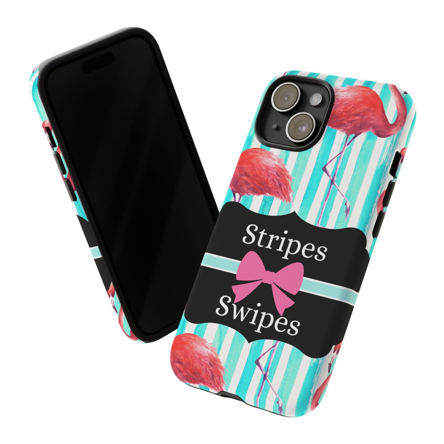 Phone Case iPhone 16/15/14 - Flamingo Stripes & Swipes Tough Case