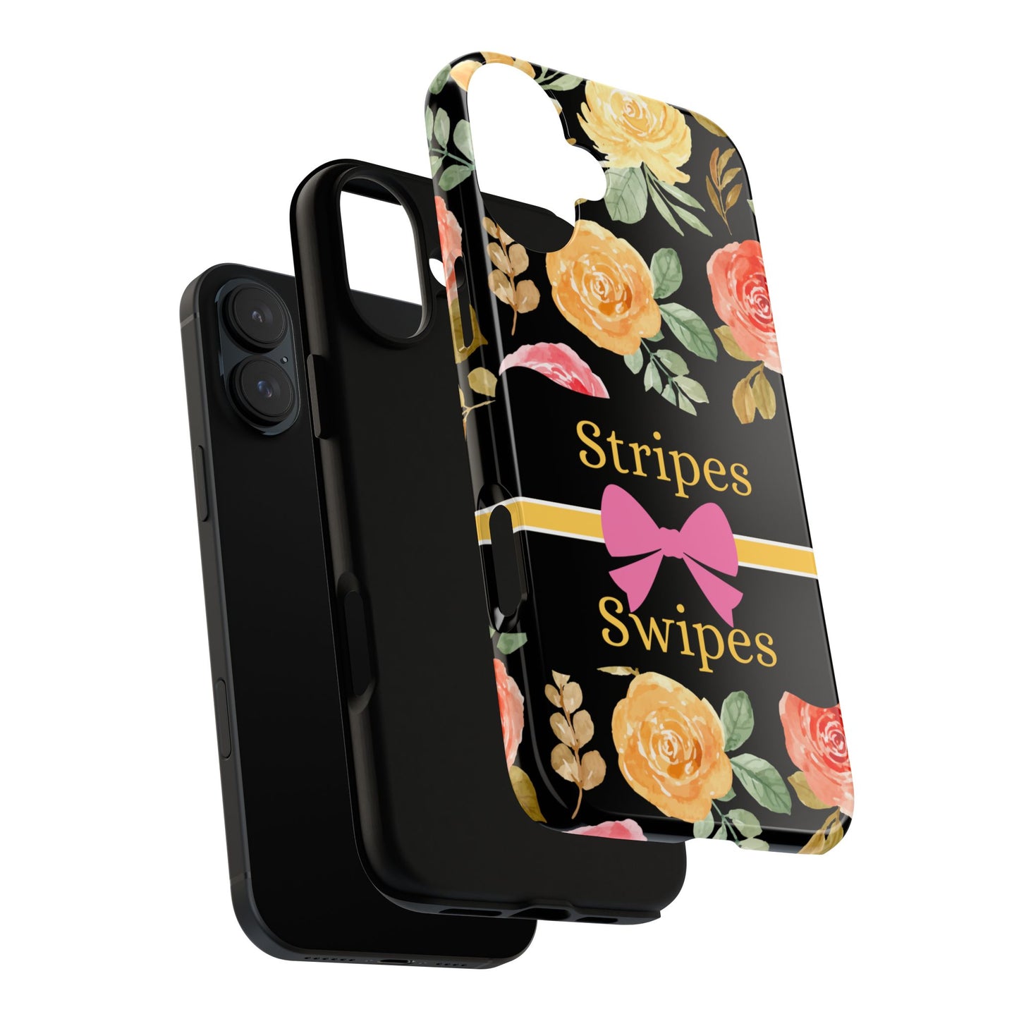 Phone Case iPhone 16/15/14 - Flowers Stripes & Swipes Tough Case