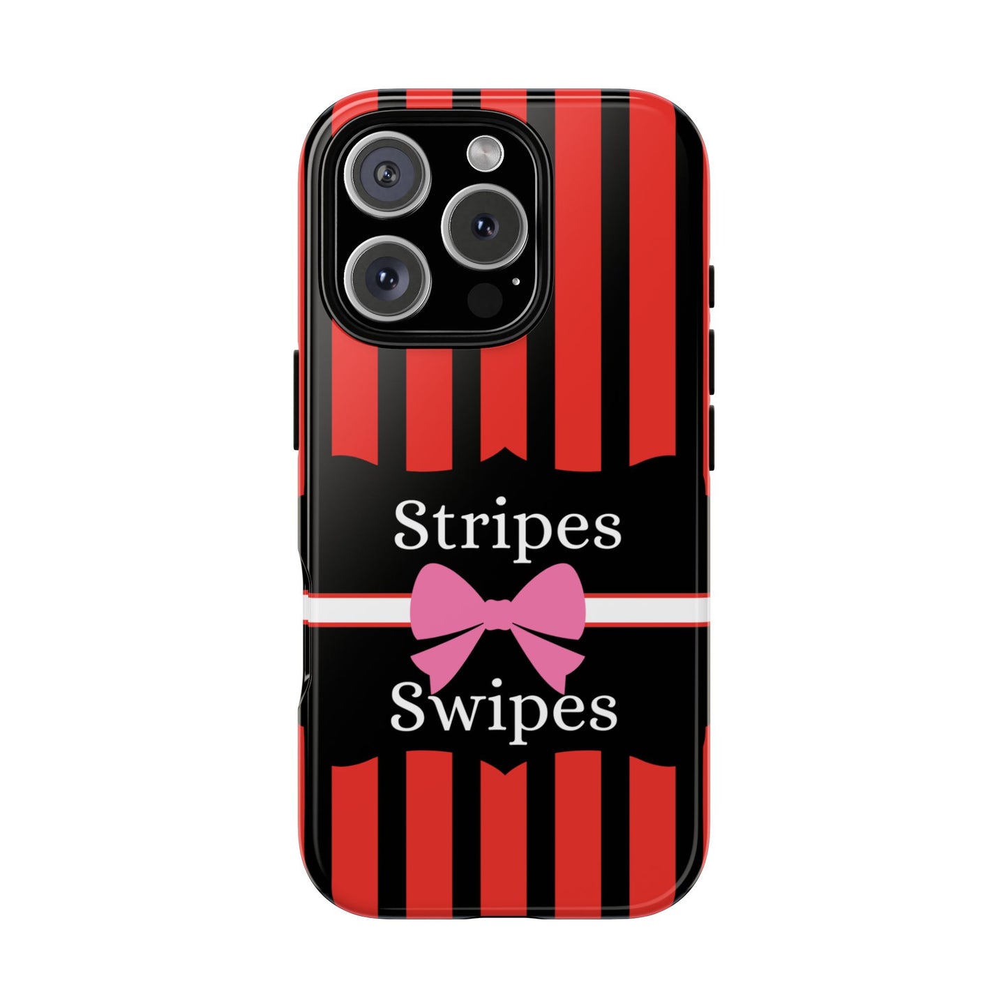 Phone Case iPhone 16/15/14 - Red/Black/White Stripes & Swipes Tough Case