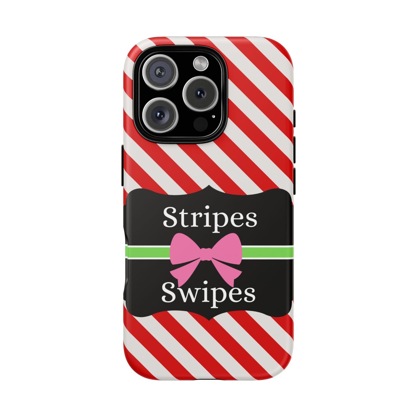 Phone Case iPhone 16/15/14 - Diagonal Red/White Stripes & Swipes Tough Case