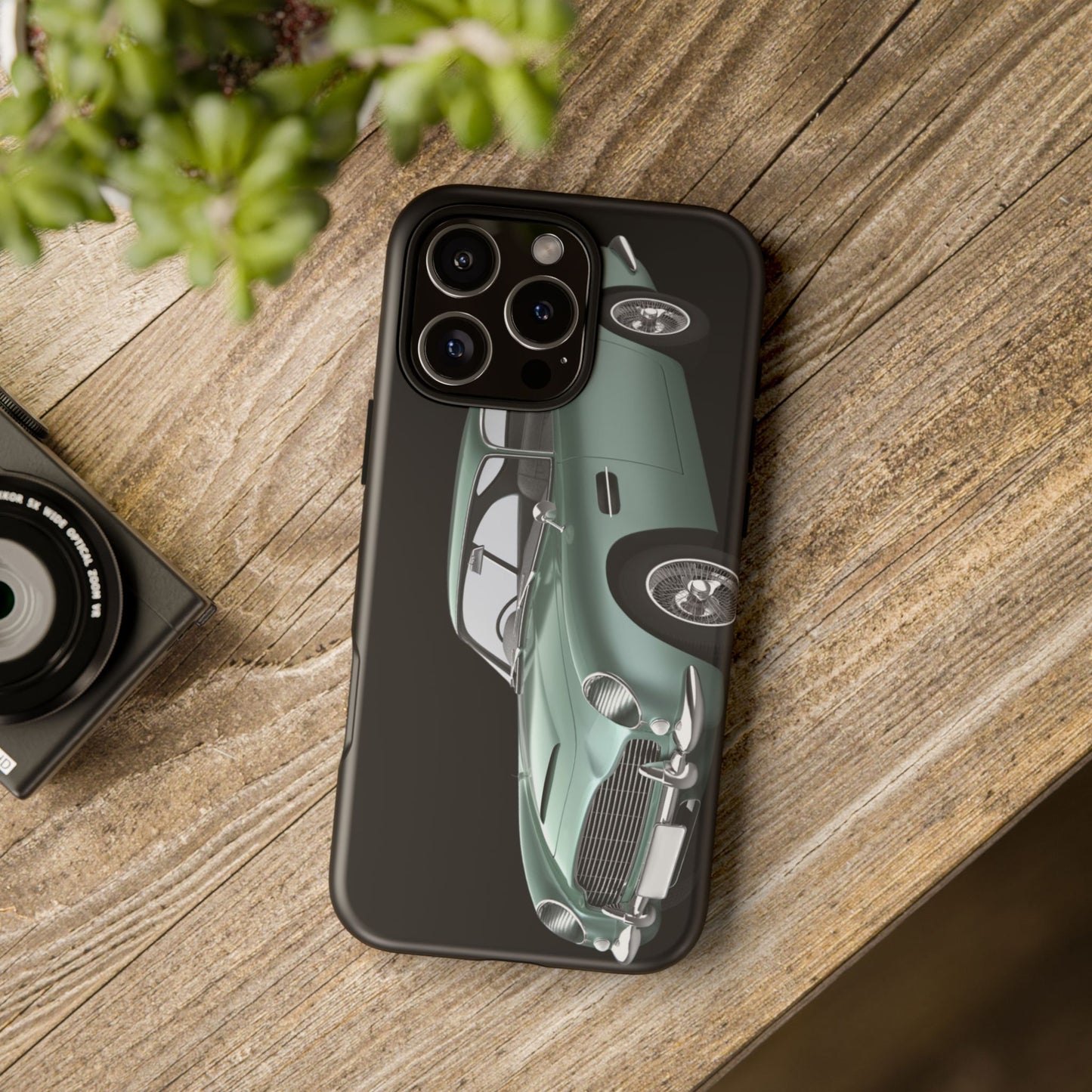 Phone Case iPhone 16/15/14 - Vintage Green Car Tough Case