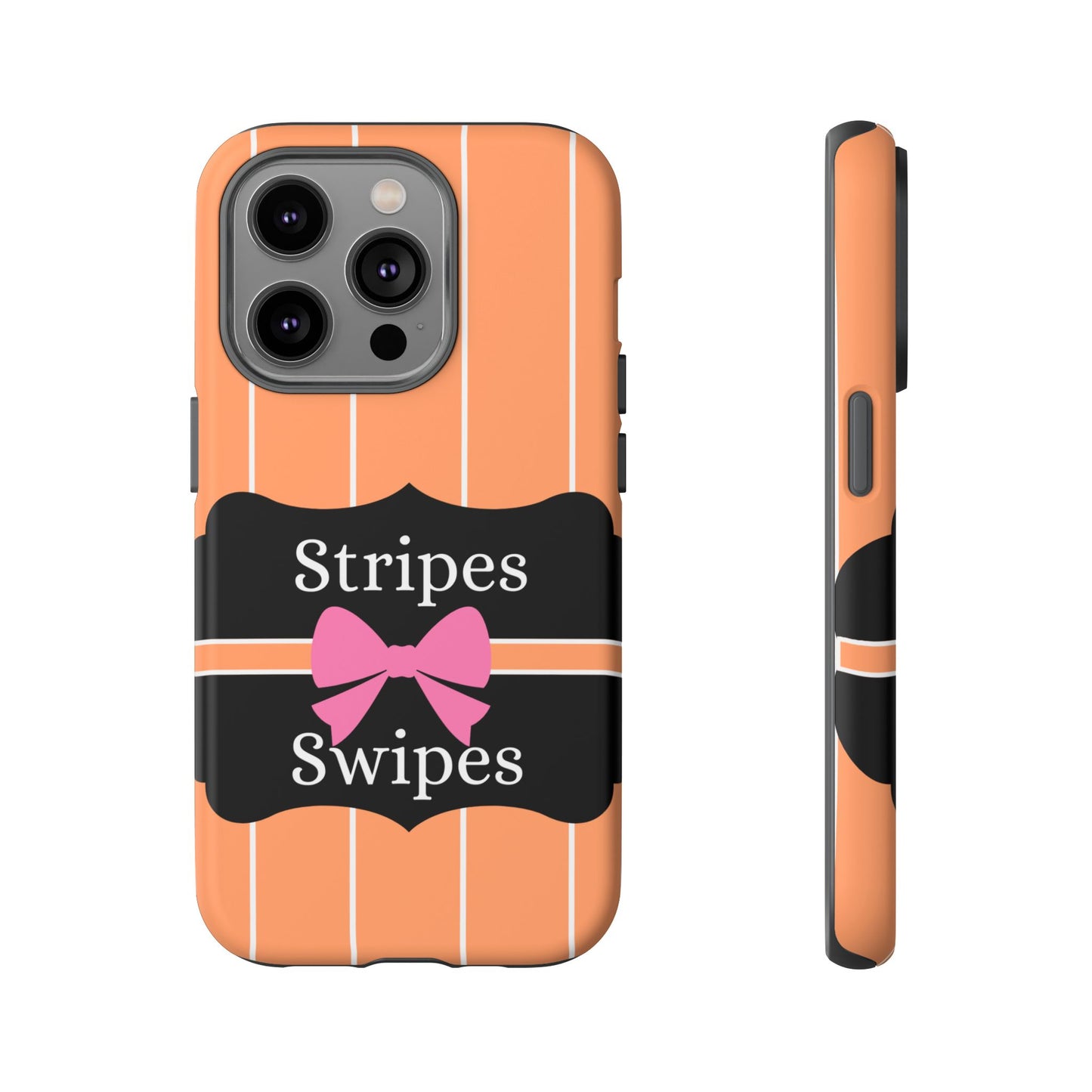 Phone Case iPhone 16/15/14 - Orange/White Stripes & Swipes Tough Case