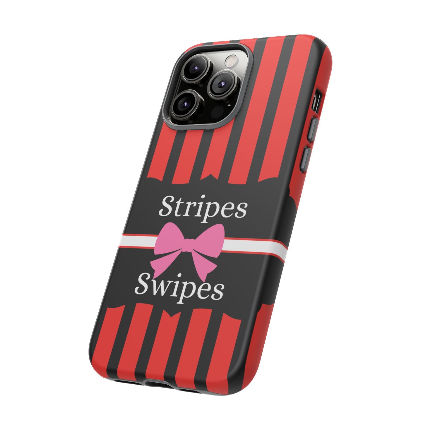 Phone Case iPhone 16/15/14 - Red/Black/White Stripes & Swipes Tough Case