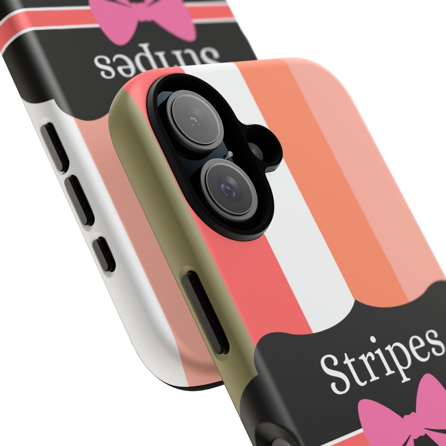 Phone Case iPhone 16/15/14 - Peachy Stripes & Swipes Tough Case