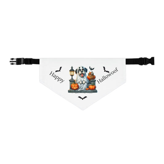 Happy "Hallowoof" - LARGE Pet Bandana Collar WHITE 06