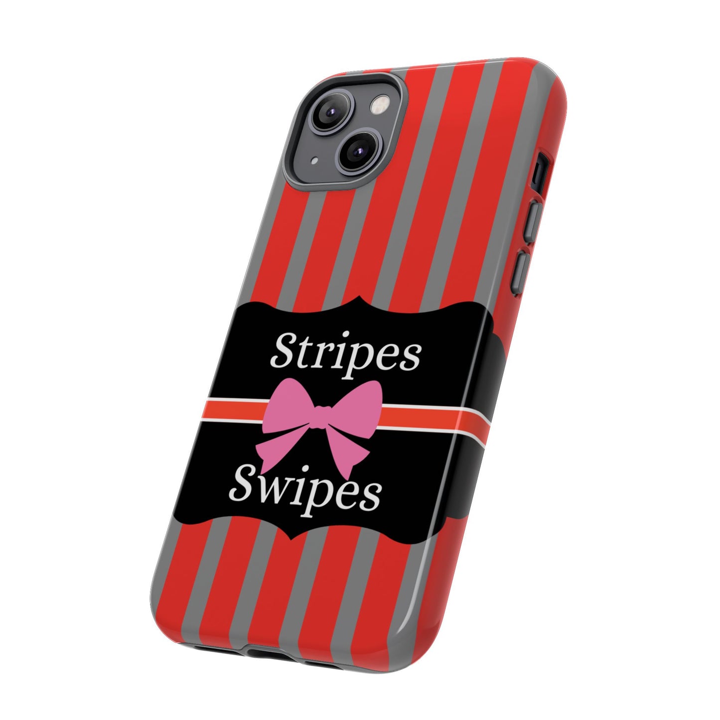 Phone Case iPhone 16/15/14 - Red/Gray Stripes & Swipes Tough Case