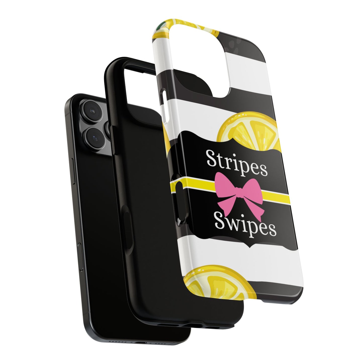 Phone Case iPhone 16/15/14 - Lemony Stripes & Swipes Tough Case