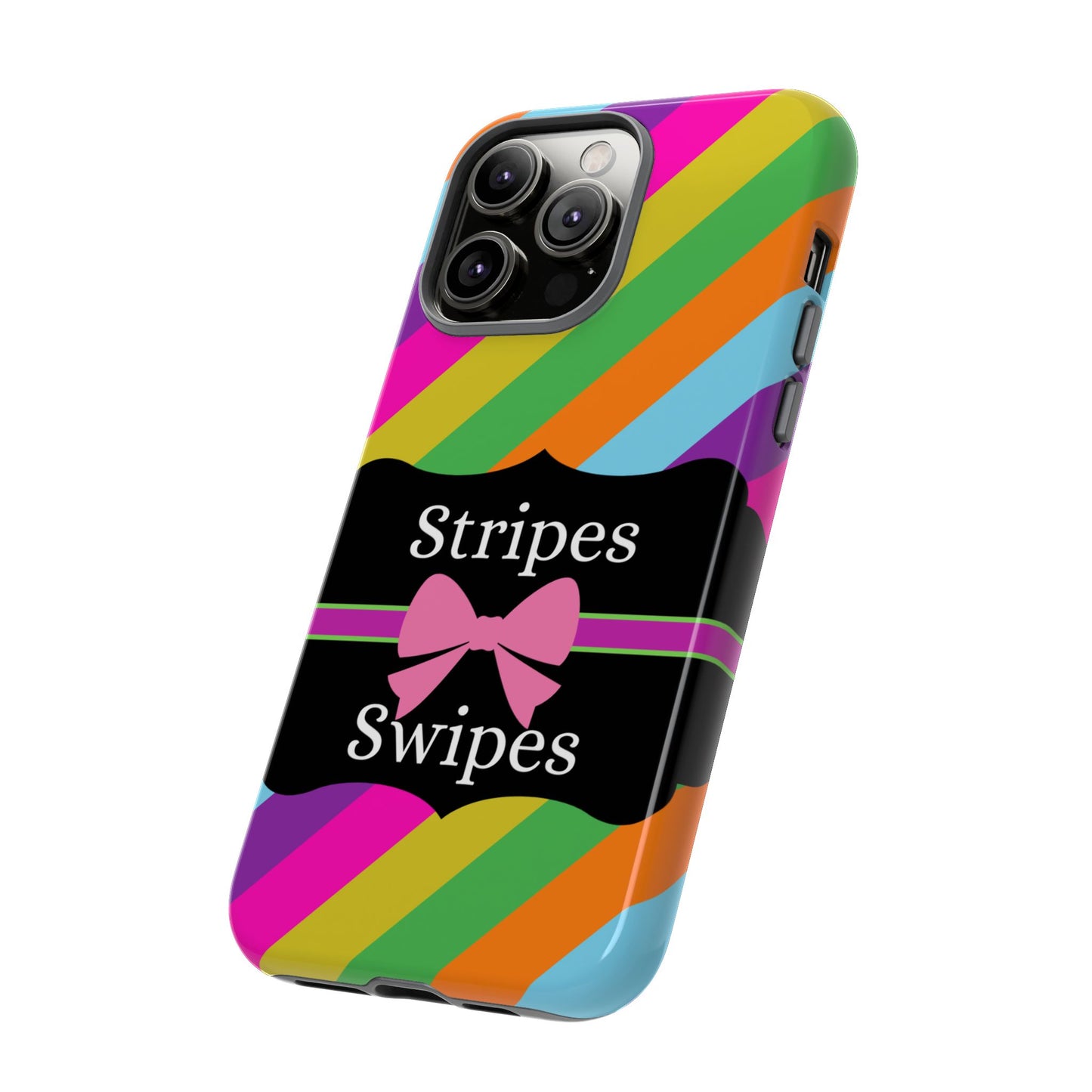 Phone Case iPhone 16/15/14 - Diagonal Vivid Stripes & Swipes Tough Case