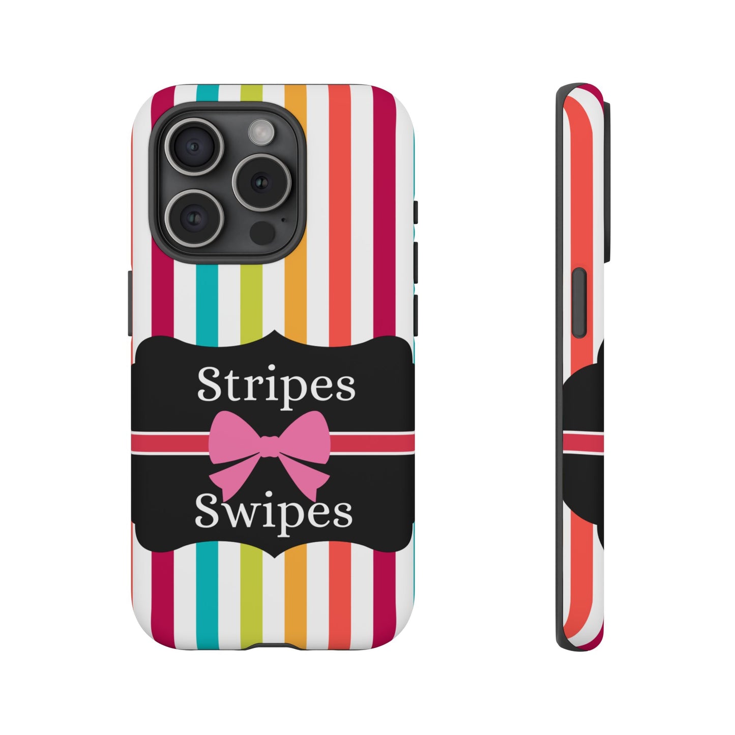 Phone Case iPhone 16/15/14 - Lollipop Stripes & Swipes Tough Case