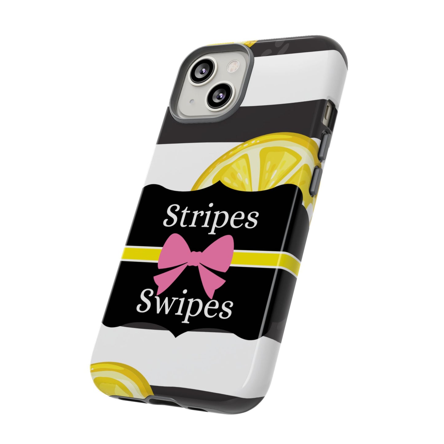 Phone Case iPhone 16/15/14 - Lemony Stripes & Swipes Tough Case